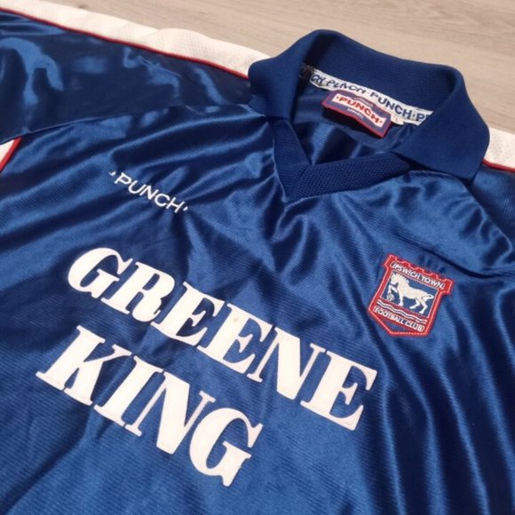 Ipswich Town 1999-2000-2001 Home ORIGINAL Punch Vintage Soccer Jersey L - Picture 2 of 7